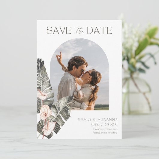 トロピカルアーチフォトビーチ結婚式 セーブザデート (スタンド正面)