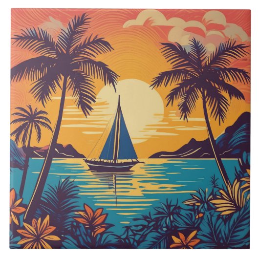 トロピカルアートとハワイアンアートタイル タイル (正面)