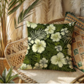 トロピカルイエローおよびグリーンフローラ クッション