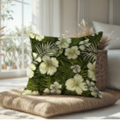 トロピカルイエローおよびグリーンフローラ クッション