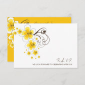 トロピカルイエローハイビスカスビーチ行先結婚式 出欠カード (正面/裏面)