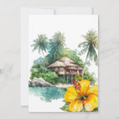 トロピカルイエローハイビスカスフラワーブライダルシャワー 招待状 (裏面)
