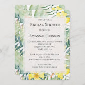 トロピカルイエローハイビスカスフローラブライダルシャワー 招待状 (正面/裏面)