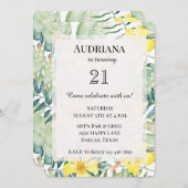 トロピカルイエローハイビスカス離れフローラ誕生日 招待状 (正面/裏面)