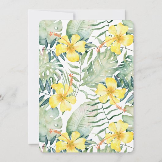 トロピカルイエローハイビスカス離れフローラ誕生日 招待状 (裏面)