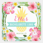 トロピカルイエローパイナップルフローラバチェロレッテルアウ(ハワイ式宴会) スクエアシール (正面)
