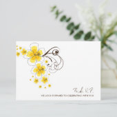 トロピカルイエローヒビスカスビーチデスティネーションウェディング 出欠カード (スタンド正面)