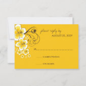 トロピカルイエローヒビスカスビーチデスティネーションウェディング 出欠カード (裏面)