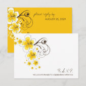 トロピカルイエローヒビスカスビーチデスティネーションウェディング 出欠カード (正面/裏面)