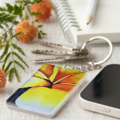 トロピカルイエローフランギパニ花オリジナルアート キーホルダー (正面右)