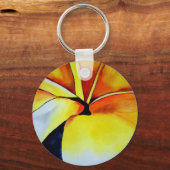 トロピカルイエローフランギパニ花オリジナルアート キーホルダー (正面)