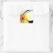 トロピカルイエローフランギパニ花オリジナルアート スクエアシール (バッグ)