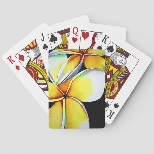 トロピカルイエローフランギパニ花オリジナルアート トランプ (裏面)