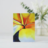 トロピカルイエローフランギパニ花オリジナルアート ポストカード (スタンド正面)