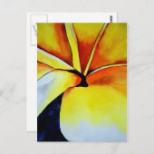 トロピカルイエローフランギパニ花オリジナルアート ポストカード (正面/裏面)