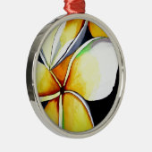 トロピカルイエローフランギパニ花オリジナルアート メタルオーナメント (右)