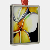トロピカルイエローフランギパニ花オリジナルアート メタルオーナメント (右)
