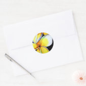 トロピカルイエローフランギパニ花オリジナルアート ラウンドシール (封筒)