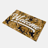 トロピカルイエローブラックジャングル葉の歓迎者 ドアマット (アングル)