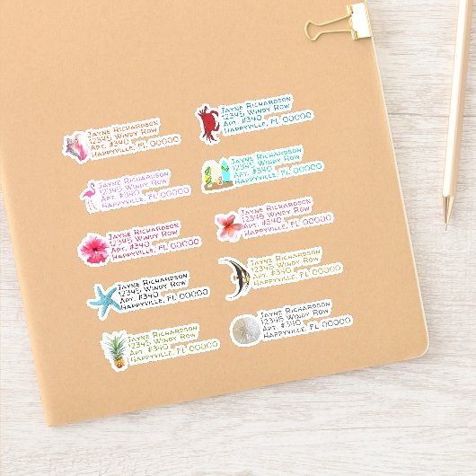 トロピカルイメージ差出人住所シール シール (ノートブック)