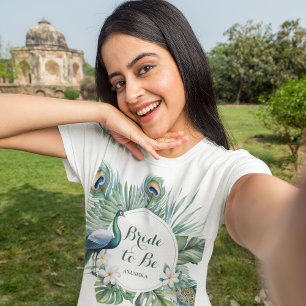 トロピカルインドクジャクの花嫁ウェディング Tシャツ