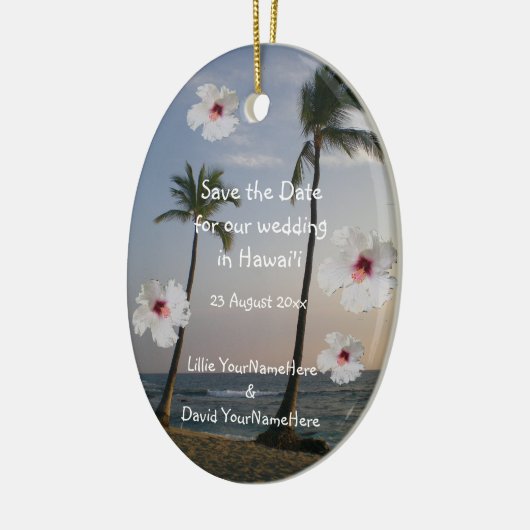トロピカルウェディングの写真を保存 セラミックオーナメント (左)