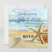 トロピカルウェディングビーチシーンの出欠確認カード 招待状 (裏面)