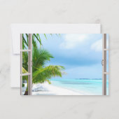 トロピカルウェディングビーチシーンの結婚式の出欠確認カード 出欠カード (裏面)