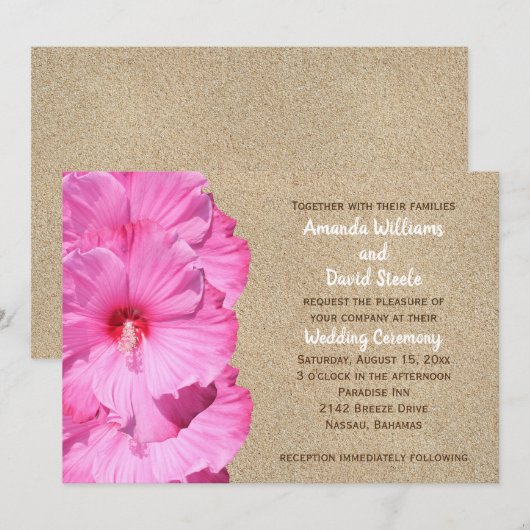 トロピカルウェディング招待状（ビーチの砂） 招待状 (正面/裏面)