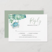 トロピカルウェディングRSVPカードシータートルパーム離れ 出欠カード (正面/裏面)