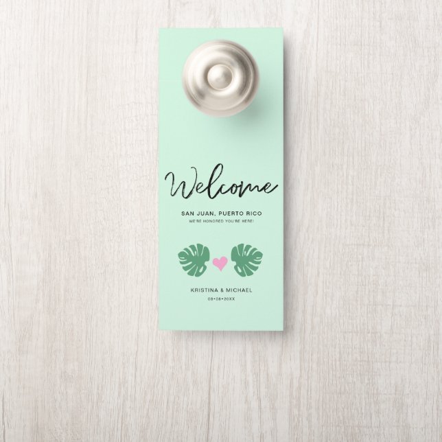 トロピカルウェルカムホテルバッグデスティネーションウェディング ドアノブサイン (ノブ)