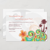 トロピカルウェーブオレンジハイビスカスデスティネーションウェディング 招待状 (正面/裏面)
