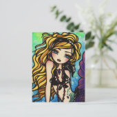 トロピカルウェーブサマーメイドファンタジーアートガール ポストカード (スタンド正面)