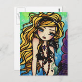 トロピカルウェーブサマーメイドファンタジーアートガール ポストカード (正面/裏面)