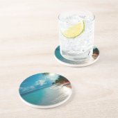 トロピカルウェーブスブルー曇り空ビーチ コースター (側面)