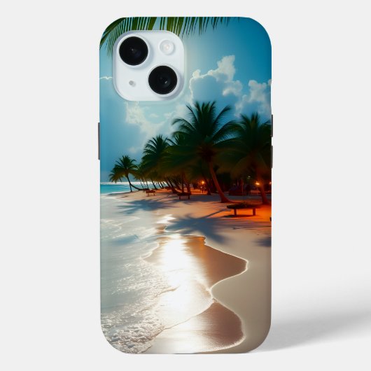 トロピカルウェーブスブルー曇り空ビーチ Case-Mate iPhoneケース (裏面)