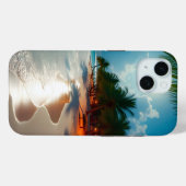 トロピカルウェーブスブルー曇り空ビーチ Case-Mate iPhoneケース (裏面 (横))