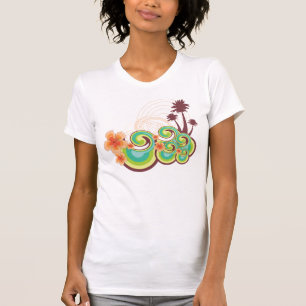 トロピカルウェーブハイビスカスサマービーチパームツリーズ Tシャツ