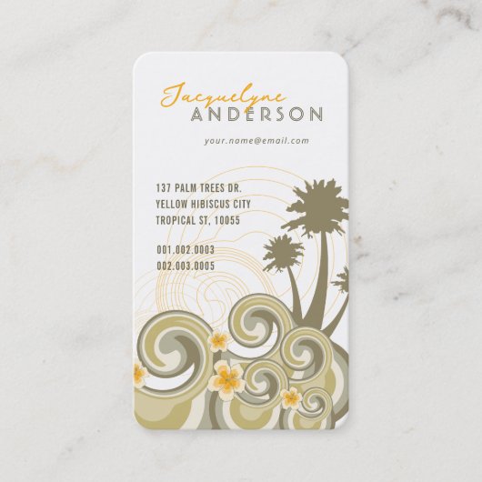 トロピカルウェーブハイビスカスビーチサマーパームツリーズ 名刺 (正面)