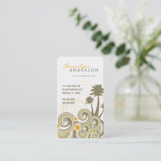 トロピカルウェーブハイビスカスビーチサマーパームツリーズ 名刺 (スタンド正面)