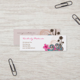 トロピカルウェーブホットピンクハイビスカスビーチヤシ スキニー名刺