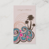 トロピカルウェーブホットピンクハイビスカスビーチヤシ 名刺 (裏面)