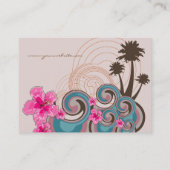 トロピカルウェーブホットピンクハイビスカスビーチヤシ 名刺 (裏面)
