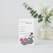 トロピカルウェーブホットピンクハイビスカスビーチヤシ 名刺 (スタンド正面)