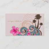 トロピカルウェーブホットピンクハイビスカスビーチヤシ 名刺 (裏面)