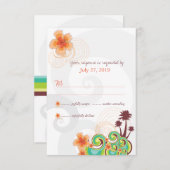 トロピカルウェーブ オレンジヒビスカス RSVP 返信カード 招待状 (正面/裏面)