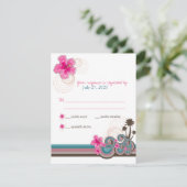 トロピカルウェーブ ピンクハイビスカス デスティネーション ウェディング 出欠カード (スタンド正面)