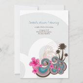 トロピカルウェーブ ピンクハイビスカス デスティネーション ウェディング 招待状 (裏面)