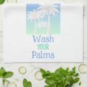 トロピカルウォッシュザパームツリービーチブルーグリーン キッチンタオル (折り畳み)