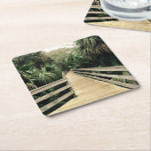 トロピカルウォークピアパームツリーズコースター スクエアペーパーコースター (アングル)